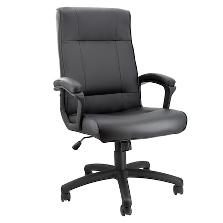 Elama High Back Adjustable Faux Leather Office Chair in Black ELM-F-016
