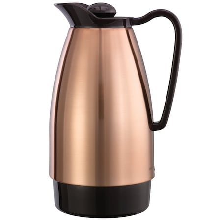 Service Ideas Classic Carafe, Glass Vacuum Insulation, 1 Liter, Copper/Black CGC101CP