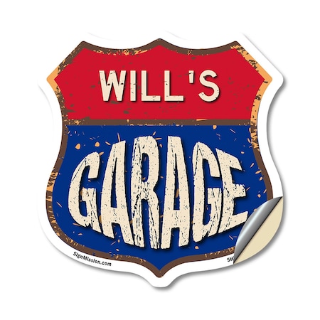 Signmission Will's Garage, 18 Inch X 18 Inch, Vinyl Decal SHI-D-18-383-WILL