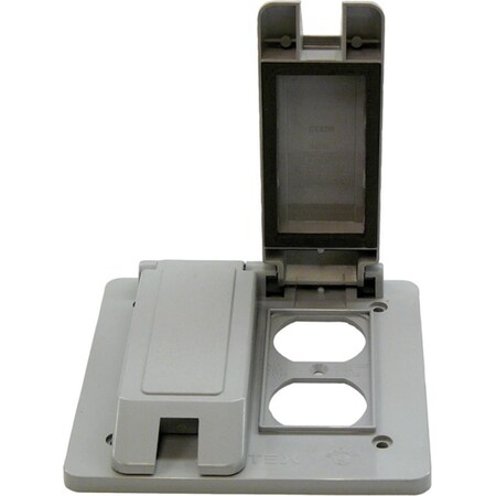 Abb 5133347B PVC Outdoor 2 Gang Double Duplex Outlet Cover Gray 3021318