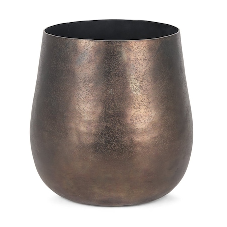 Homeroots 9" Antiqued Brass Aluminum Table Vase 608350