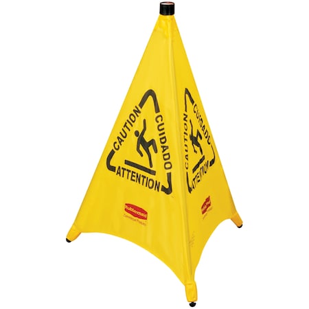 Non-Branded Wet Floor Safety Cone - 3-Sided Multilingual Pop-Up Cone JAN107