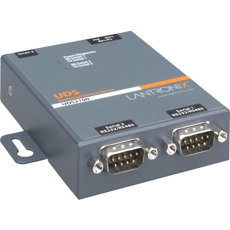 Lantronix 2 Port Serial (RS232/ RS422/ RS485) to IP Ethernet Device Server - US Domestic 110 VAC UD2100001-01
