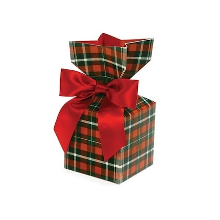 Nashville Wraps Christmas Plaid Cinch Gift Box, 3.5x3.5x7, 6PK 31591