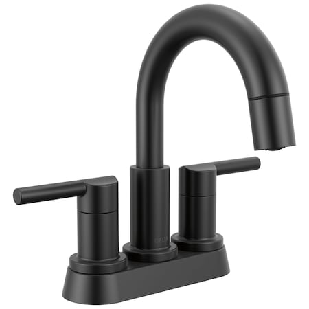 Delta Nicoli Two Handle Centerset Pull-Down Bathroom Faucet, 6.94 in, Matte Black 25749LF-BLPD