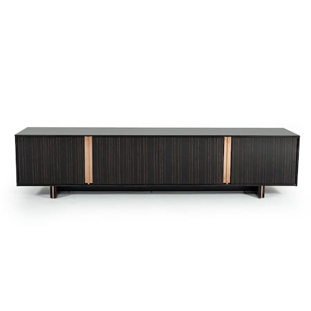Homeroots 87in Ebony Enclosed Storage TV Stand 473292