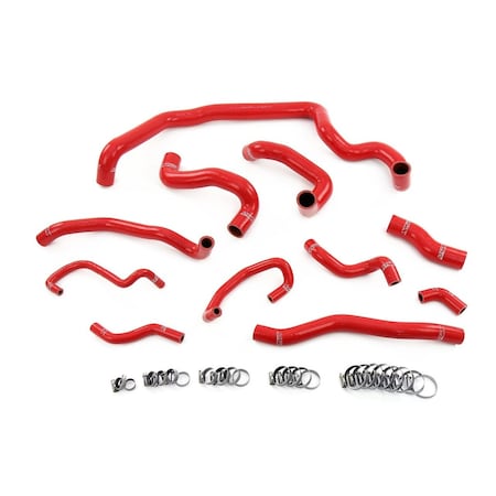 Hps Performance Reinforced Silicone Radiator, Heater, Water Pump, and Expansion Tank Coolant Hose Kit, Red,  57-1995-RED