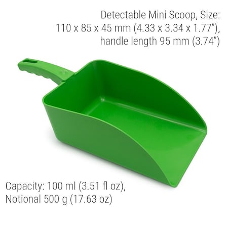 Detectamet Metal Detectable Square Scoop Mini (100ml/500g) Green 514-S085-P04-Z03