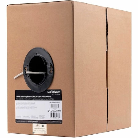 Startech.Com Bulk Cat 5e Ethernet Cable - 1000 ft. - Solid - Plenum CMP - Gray - TAA Compliant WIR5ECMPGRY