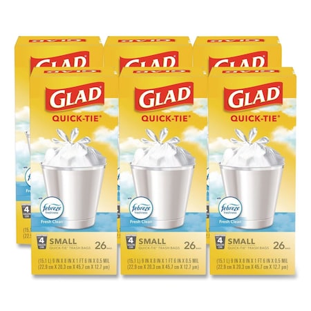 Glad 4 gal Trash Bags, 8 in x 18 in, Standard-Duty, .5 Mil, White, 156 PK 78812