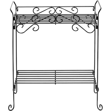 Pipers Pit Rectangular 2 Tier Plant Stand - Black PI3328380