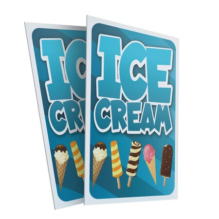 Signmission Ice Cream, Plastic Signs Only 24 Inch x 36 Inch, Corrugated Plastic, 2PK CSB-2436-2PACK-30396
