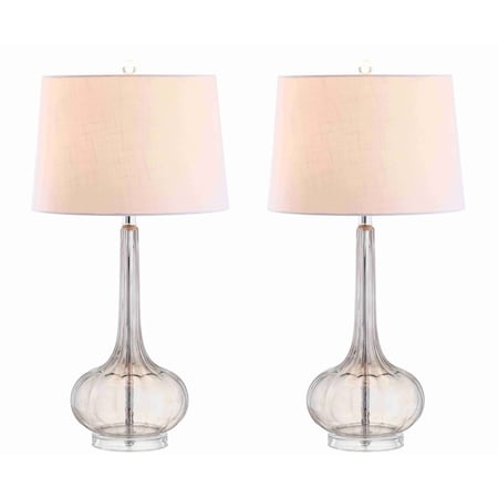 Jonathan Y Bette 28.5" Glass Teardrop LED Table Lamp, Smoke Gray, 2PK JYL1079D-SET2