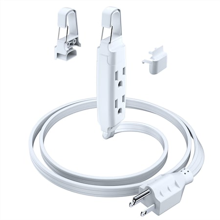 Maximm 1ft 16AWG 3-Outlet Extension Cord w/ Removable Hook, UL, White ADW-180-C101-WH