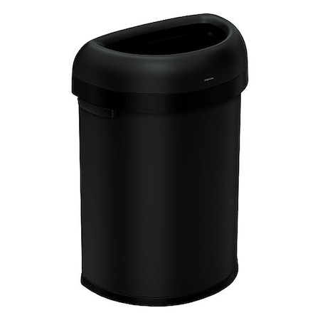 Simplehuman 21 gal Half-Round Trash Can, Black, None, Steel, Not Applicable CW1495