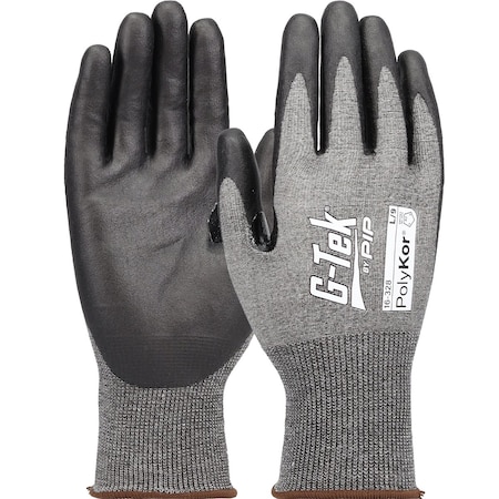 G-Tek Seamless Knit PolyKor Blended Glove w/Foam Nitrile Coated Grip on Palm&Fingers, Touchscreen, 12PK 36560