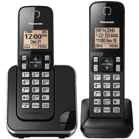 Panasonic Panasonic KX-TGC352B Expandable Cordless Phone with Amber Backlit Display - 2 Handsets, Black KX-TGC352B