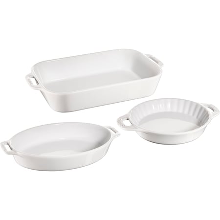 Staub Ceramic 3-pc Mixed Baking Dish Setand, White 1009530