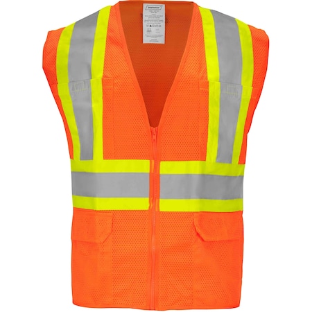 Ironwear Two-Tone Hi-Vis Safety Vest XL Class 2 H Back, , Zipper 6 Pockets 1287-OZ-XL