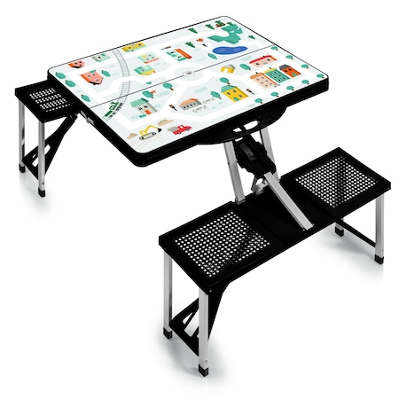 Picnic Time Family Of Brands Play Town Picnic Table, Black 811-00-175-264-99