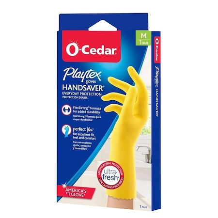 O-Cedar Playtex HandSaver Reusable Gloves, M, Latex/Neoprene/Nitrile, Yellow 163675