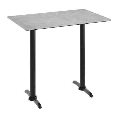 Flash Furniture 48" x 30" Tabletop, Gray Faux Concrete, Seamless Surface Technology, 5x22 Black Bar Height T-Bases ST-REC3048-CMGY-T0522B-GG