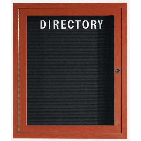 Aarco Enclosed Letter Board Directory w/ Aluminum Cherry Wood Look Finish Frame, 36''Hx30''W, 1 Door Unit ADCW3630R