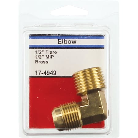 Westlake Pipe & Fittings 1/2'' MFLx1/2'' MPT 90 Deg. Flare Brass Elbow, 1/4 Bend 17-4949
