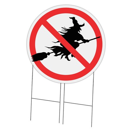Signmission Corrugated Plastic Sign With Stakes 36in Circular-No Witch C-36-CIR-WS-No Witch