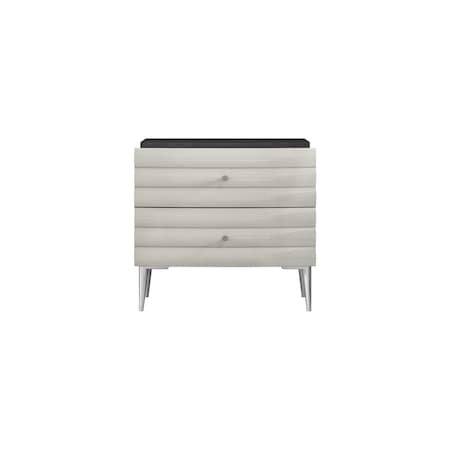 Homeroots 18" Dark Gray And Ivory Light Gray Two Drawer Nightstand 487331