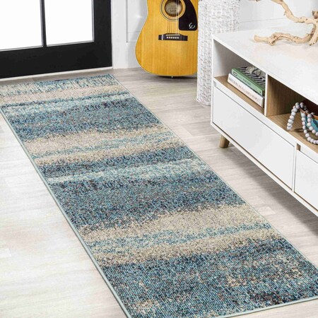 Jonathan Y Contemporary POP Modern Abstract Vintage Cream/Turquoise 2 ft. x 8 ft. Runner Rug CTP105C-28