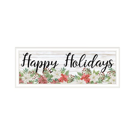 Homeroots Happy Holiday White Framed Print Wall Art 529702