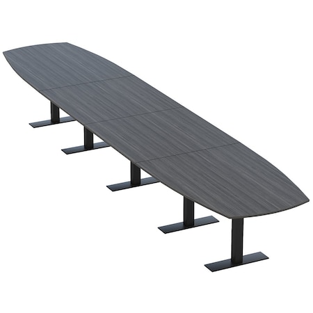 Skutchi Designs Arc Boat Conference Table With Power, 48 in W, 240 in L HAR-ABOT-48X240-T.BK-WA7949-NA