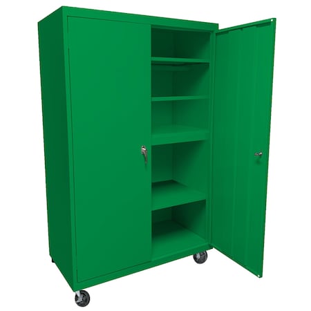 Steel Cabinets Usa Mobile Steel Storage Cabinet, 36" W, 72" H, Pure Green, 4 Shelves MAAH-36722RB-P GRN