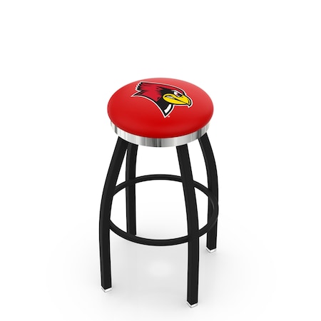 Holland Bar Stool Co 30" Blk Wrinkle Illinois State Swivel Bar Stool, Chrome Ring L8B2C30IllStU