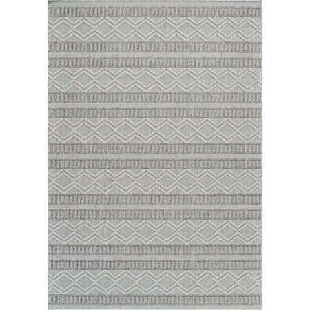 Homeroots 5' X 8' Beige And Gray Striped Distressed Indoor Outdoor Area Rug 559070