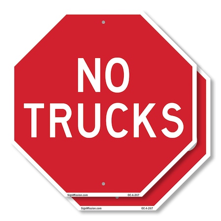 Signmission No Trucks, 10 inch X 10 inch, Aluminum Metal Signs, 2PK OC-A-2PACK-10-267