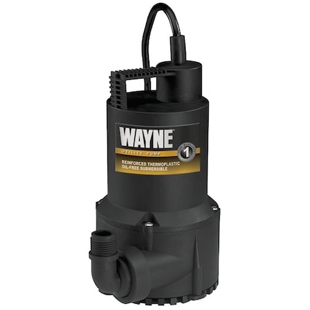 Wayne WAYNE RUP160 Portable, Submersible Utility Pump, 120 V, 2.5 A, 1-1/4 in Outlet, 3100 gph RUP160