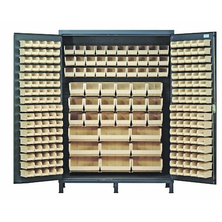 Quantum Storage Systems JUMBO GRAY STORAGE CABINET W/227 CLEAR BINS QSC-60CL