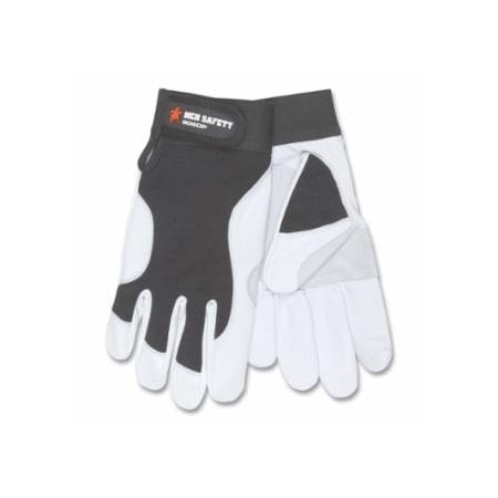 Mcr Safety Leather Palm Mechanics Gloves, Goatskin, Cowhide Palm, 2X-Large, White/Black, 12PK 127-906DPXXL