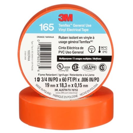 3M Temflex Vinyl Electrical Tape 165, 10PK 7100169433