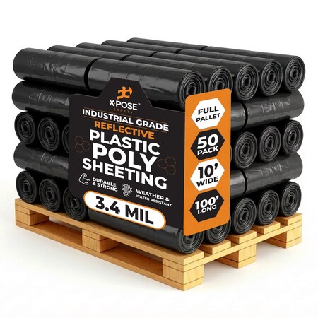 Xpose Safety 10ft x 100ft Black Poly Sheeting, 3.4 Mil, 50PK B-410IS-50-X
