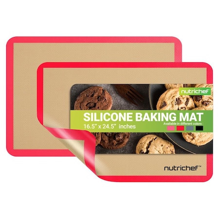 Nutrichef Silicone Baking Mats, Red NUBAPARE13