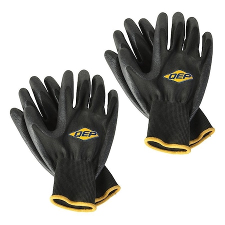 Qep Tiler's Gloves, One-Size, Elastic Cuff, Polyester, Black, 2PK 21595