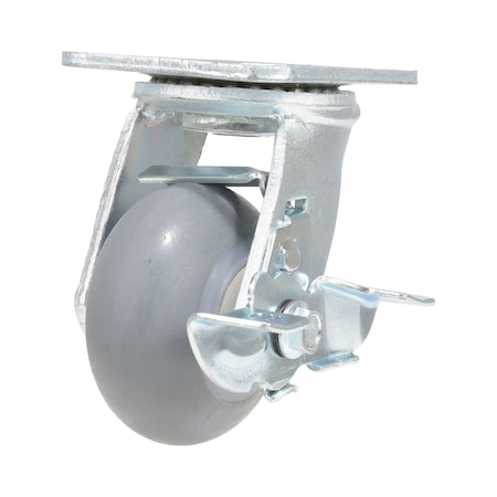Vestil Thermoplastic Swivel With Brake Rigid Caster 4 In. Diameter x 2 In. Width 485 lb Light Gray CST-VE-4X2TPR-SWB