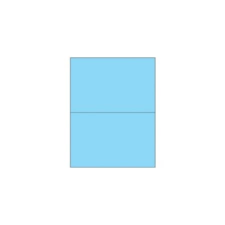 Bubblefast 8 1/2 x 5 1/2'' Fluorescent Pastel Blue Removable Rectangle Laser Labels-2 Labels per Sheet BFLL415BE