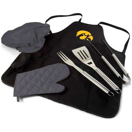 Picnic Time Family Of Brands NCAA Iowa Hawkeyes BBQ Apron Tote Pro Grill Set, Heavy Duty BBQ Apron For Men 635-88-179-224-0