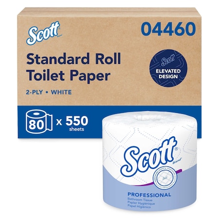 Scott Professional Standard Roll Toilet Paper, 2-Ply Individually wrapped rolls, 550 Sheets/Roll, 80PK 04460
