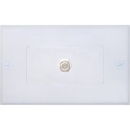 Cable Wholesale White Decora Wall Plate with F-pin Coupler, F-pin Female 200-253WH
