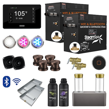 Steamspa 2 x 10.5kW QuickStart Steam Bath Generator & Aroma Pump in Oil Rubbed Bronze BKT2100ORB-ADP